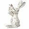 15" Handcrafted Bunny Kissing Figurine – Distressed White Rabbit Statue with Baby and Flower